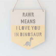 Load image into Gallery viewer, Dinosaur Wood Banner Wall Art
