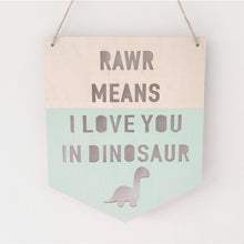 Load image into Gallery viewer, Dinosaur Wood Banner Wall Art
