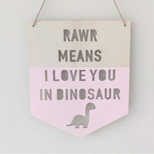 Load image into Gallery viewer, Dinosaur Wood Banner Wall Art
