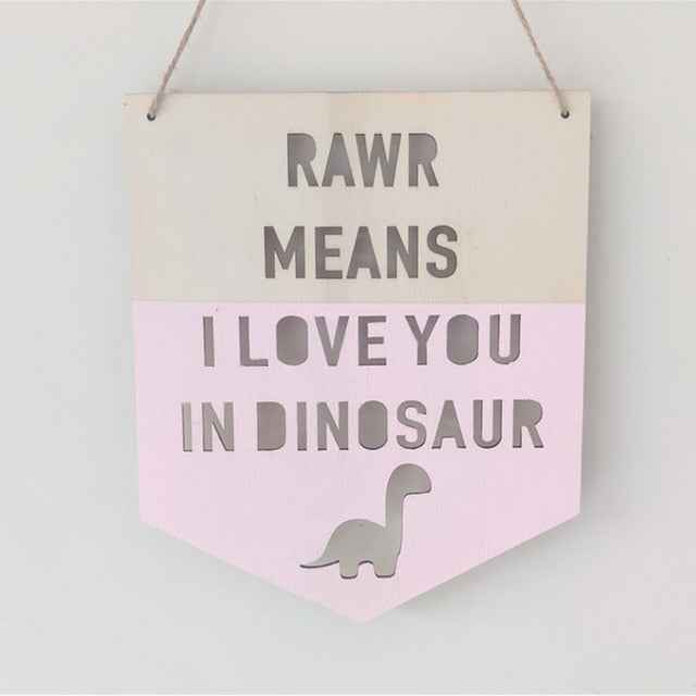 Dinosaur Wood Banner Wall Art