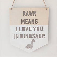 Load image into Gallery viewer, Dinosaur Wood Banner Wall Art
